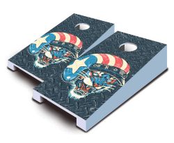 "American Tiger Motorist" Tabletop Cornhole Set